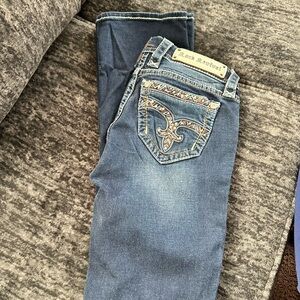 Rock Revival Blue Jeans with Embroidered Pocket